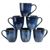Tasses Tasse à café en céramique émaillée unique avec poignée pour thé, lait, cacao, céréales (bleu) spécial