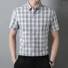 Chemises décontractées pour hommes chemises sans ironique printemps et été en coton haut de gamme banc à plaid big marque même style
