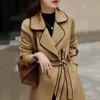 Mezclas de lana para mujer Mujeres Otoño Invierno Elegante abrigo de lana con cinturón Color sólido Manga larga Ropa de abrigo elegante Chaqueta de mujer Abrigo Vintage 231122