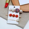 Hårklämmor Pack med 3 smycken för kvinnor med inlagd faux pärla harts akryl ädelsten design kvinnliga klippsidor