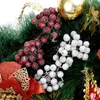 Decorative Flowers 40/20Pcs Artificial Holly Berries Mini Christmas Frosted Red Berry Double Heads Faux For Wedding Party Decoration