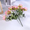 Dekoracyjne kwiaty Prawdziwy dotyk ręcznie robiony hortensja jedwabny bukiet ślubna dekoracja sztuczna róża sztuczna róża