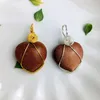 Chaînes mode fait à la main en forme de coeur fil de cuivre enveloppé pendentif collier coloré pierre naturelle guérison cristal bijoux cadeaux