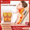 Massaging Neck Pillowws Jinkairui 4 Heads Electric Neck Back Lumbar Cervical Massage Pillow Vibrating Shiatsu with Infrared Heated Car Home Dual Use Q231123