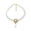 Chokers Shmik Elegant Vintage Full Pearl Pendant Necklace Chains örhängen för Women Lady Classic Exquisite Chorker smycken 231123