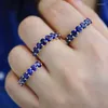 Cluster Rings UNICE Classical Natural Sapphire Row 2.1ct Real 18K Solid Yellow Gold AU750 For Women Anniversary Gift Fine Jewelry