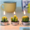 Velas 6 pcs 12 pcs plantas de succent artificial vela de cacto para festa de aniversário festa decoração de férias decoração de casa y200531 drop entregar dh1sn