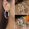 Hoop Earrings Bohemian Women's Big For Women 2023 Trendy Vintage Turquoise Beads Round Jewelry Birthday Gift