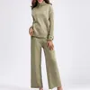 Women's Two Piece Pants Women Ribbed Knit Tops & Trouser Suit Casual Sweater Straight Leg Loose Cozy Comfy Loungewear
