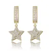 Populaire Hip Hop Boucles D'oreilles Étoiles À Cinq Branches Pleines De Zircon Pentagramme Charmes Dangle Boucles D'oreilles De Mode Or Australie Bijoux Bling Bling Boucle D'oreille Pour Hommes Femmes Cadeau