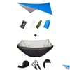 Hängmattor Pop-up Portable Cam Hammock med Myggnät och solskydd Parachute Swing Rain Fly Canopy Stuff Drop Delivery Home Garden Dhfuc