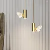 Pendelleuchten Schmetterling LED-Leuchten Nordic Innenbeleuchtung Gold Nachttischlampe hängende moderne Wohnzimmer Dekoration