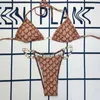 2024SS Lüks Bikini Tasarımcı Seksi Beach Bikinis Simey Moda Mektubu Basılı Dantel Yukarı Yaz Split Mayo Kadınlar A22