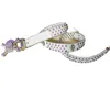 22% OFF Designer New Skull Head Diamond Purple Shiny Leather Double Paddle Waist Belt