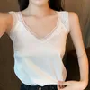 Débardeurs pour femmes Camis Shintimes Noir Dentelle Dos Nu Camisole Satin Soie D'été Tops Débardeur Femmes Vêtements Blanc Cami Gilet Femme Haut Femme 230422