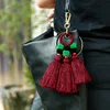 Llavero con colgante de borla de estilo bohemio, llavero creativo hecho a mano con borlas de algodón, llavero de estilo étnico, accesorios colgantes para bolso de moda