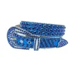 20% sur la ceinture de la ceinture nouvelle balle brillante féminine bleu foncé parsemé de diamants à ceinture pour hommes