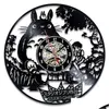 Wandklokken Studio Ghibli Totoro Klok Cartoon My Neighbor Vinyl Record Horloge Home Decor Kerstcadeau voor kinderen Drop Delivery Gar Dh58Y