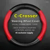 스티어링 휠 커버 C-Crosser 커버 진짜 가죽 카본 섬유 FIT C Crosse 2007r의 경우 냄새가 없습니다.