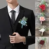 Autres accessoires de mode Boutonnière Fleurs Mariage Corsage Pins Marié Boutonnière Hommes Femmes Simulation Soie Broche Demoiselle D'honneur De Mariage Accessoire J230422