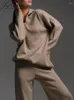 Women's Two Piece Pants MiuKoMiYa Spring Polo Sweaters With For Women Winter Sets Knit Pullovers And Loose Pant Set Khaki 2023