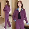 Calças femininas de duas peças início outono moda conjunto 2023 cardigan solto casaco de idade ocidentalizada reduzindo casual