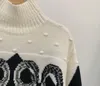 Suéteres de luxo feminino manga comprida gola alta jumper designer suéter feminino pulôver