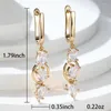 Hoop Earrings Cute Female Blue Zircon Long Vintage Green Oval Stone Trendy Gold Color Wedding For Women