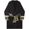 New Light Black Gold Printing Trend Robe che indossa giacca a vento Palace Fashion Home Long Men Women Jacket Trench Coat White3212