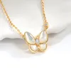 Luxury High Edition Natural White Fritillaria Butterfly Horse Eye Necklace Female 18K Rose Gold Lock Bone Chain for women
