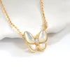 Luxo alta edição natural branco fritillaria borboleta cavalo olho colar feminino 18k rosa ouro bloqueio osso corrente para mulher