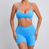 Damen-Trainingsanzüge, Trainings-Sets, zweiteiliges Gym-Shorts-Set für Damen, Activewear-Sport-Outfit für Damen, Lycra-Sportbekleidung, 2023, Braun, Weiß