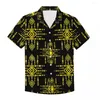 Men's Casual Shirts Luxury Design Summer Mens Shirt Short Sleeve Polynesian Tribal Tattoos Polyester Top Button Beach