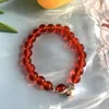 Braccialetti a maglie Perle di vetro di ossidiana nera onice Perline di cristallo Campana con ciondoli Bracciale rigido Coppia elastica Gioielli Regalo di San Valentino