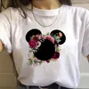 Camisetas Femininas Moda Feminina Gráfica Flor T-Shirt Feminina Bonita Orelha T-shirts Menina Laides Tumblr Tee Hipster Vestuário Feminino Camisa Estampada