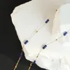 Ketten RHYSONG Natürliche Lapislazuli Frauen Handgemachte Blaue Stein Anhänger Rohr Perlen 316L Edelstahl Kette Halskette Boho Schmuck