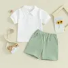 Clothing Sets Fashion Summer Kids Baby Boy Clothes Set Short Sleeve Lapel Button T-Shirt With Elastic Waist Pocket Shorts 2Pcs Toddler
