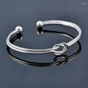 Link Bracelets LEEKER Trendy No Stone Knot Smooth Open Bangle Cuff For Women Rose Gold Silver Color On Hand Friends Gifts XS2