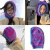 Boinas inverno malha listrado chapéus femininos gorros mohair chapéu com capuz balaclava