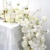 Decorative Flowers Luxury Wedding White Rose Orchid Flower Row Runner Arrangement Banquet Event Decor Table Ball Party Prop Large Floral