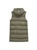 Womens Vests TRAF hiver femmes à capuche Zip sans manches coton rembourré veste gilet femme épaissi chaud mi longueur gilet Parka manteau 231122