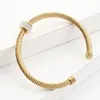 Stainless Steel Cable Wire Bracelet Titanium Wire Stretch C Shape Opening Bracelet Elegant Jewelry