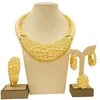 Collier boucles d'oreilles ensemble pour femmes plaqué or italien 24k luxe dames fête bague cadeau accessoires gratuit dans le monde entier Yll