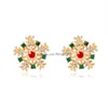 Stud Gold Christmas Studs kolczyki kryształowy Snowflake Snowman Renifer for Women Girl