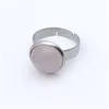 Clusterringen 12 mm roestvrij staal ronde natuurstenen ring Tijgeroog opaal roze kristal verstelbare ringen voor vrouwen Pendientes sieraden Dhdrw