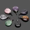 Pendant Necklaces Wire Wrap Natural Crystal Stone Pendants Water Drop Black Obsidian Pink Quartz Purple Charms Pendulum Healing Jewelry