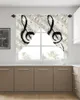 Gardinmusikanteckningar ark vintage fönster vardagsrum sovrum dekor draperier kök dekoration triangulär