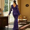 Prom Dresses Charm Banquet V-neck Long Sleeve Hip Wrapped Fish Tail Bridmaid Dresses Evening Dresses Women's Dresses