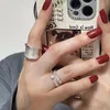 クラスターリング925銀メッキの広い幾何学的な指輪女性のためのパンクハイポップジュエリーギフトアクセサリーJZ833
