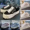 Tasarımcı Sıradan Ayakkabı Çift Tekerlek Naylon Gabardine Sneakers Kadın Dantel Up Loafers Tuval Platform Sneaker